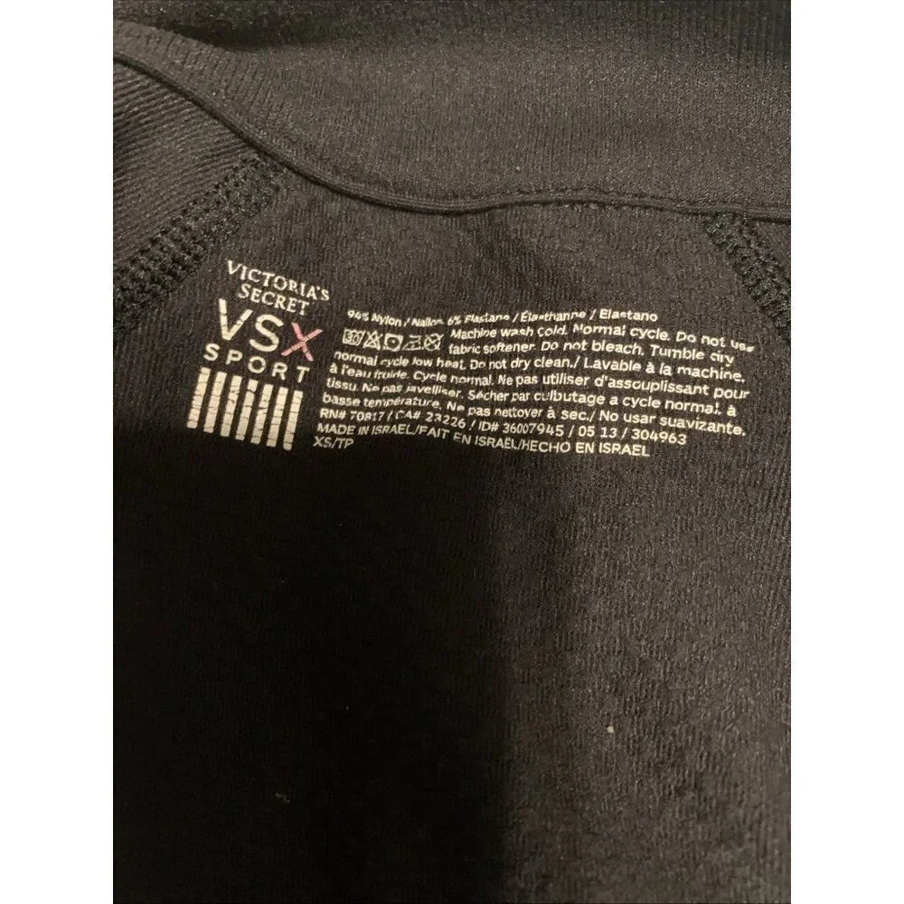 Victorias Secret Sport Solid Black Nylon Fitted Bodycon Long Sleeve Jacket Xs